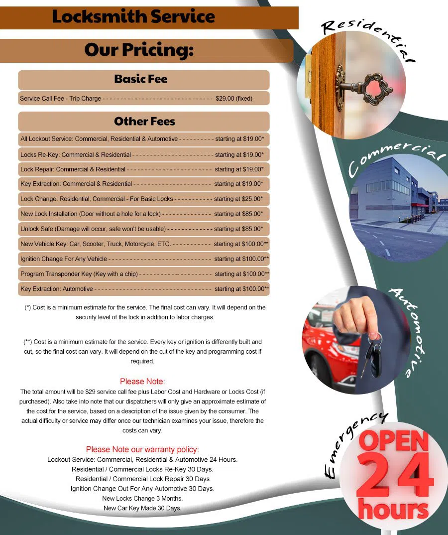 Interstate Locksmith Shop Waltham, MA 781-519-7431 - pricing